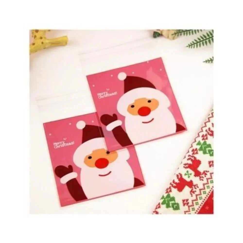 100 PCS Red‎ Christmas Self-Sealing Santa Gift Bag Cookie Candy Biscuit Packing